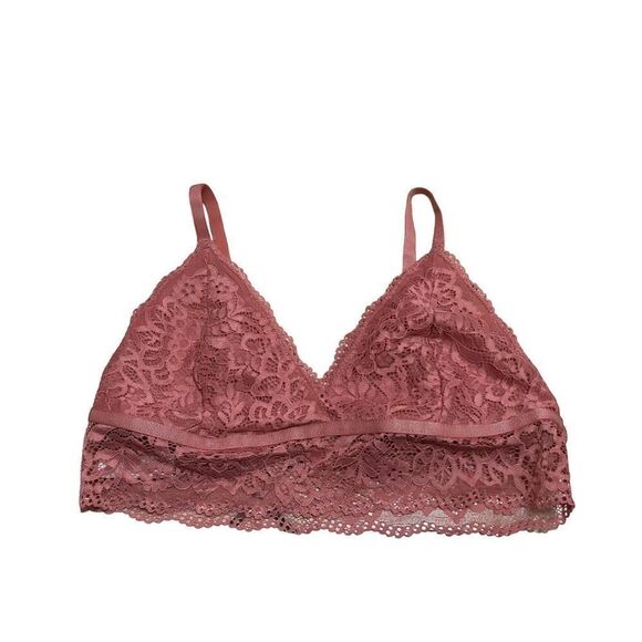Lace Bralette Bra Top Mauve Pink Floral Delicate Lingerie Comfortable - Picture 1 of 5